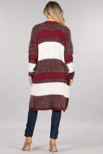 MULTI STRIPE EYELASH & SEQUINS CARDI SWEATER MULTI STRIPE EYELASH & SEQUINS CARDI SWEATER