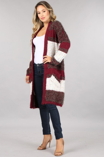 MULTI STRIPE EYELASH & SEQUINS CARDI SWEATER MULTI STRIPE EYELASH & SEQUINS CARDI SWEATER