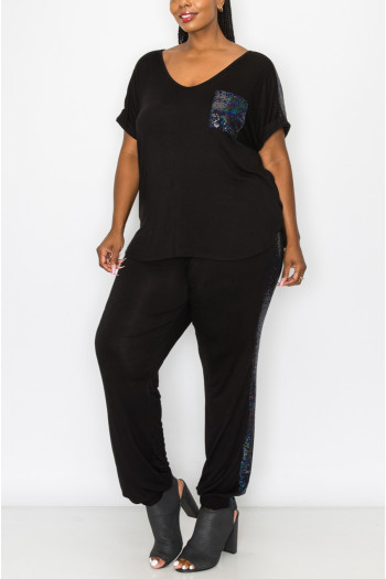 SEQUIN POCKET & SHOULDER ROLLED SLV CURVE SEQUIN POCKET & SHOULDER ROLLED SLV CURVE