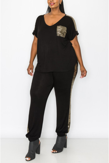 SEQUIN POCKET & SHOULDER ROLLED SLV CURVE SEQUIN POCKET & SHOULDER ROLLED SLV CURVE