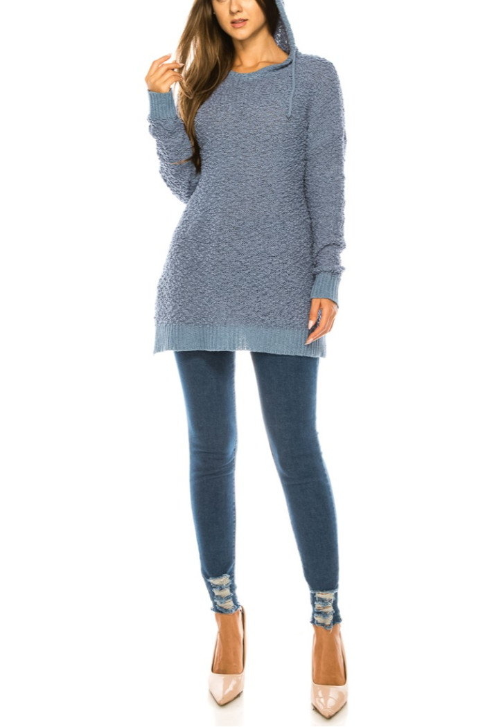 HOODIE LONG SLEEVE SIDE SLIT TUNIC SWEATER HOODIE LONG SLEEVE SIDE SLIT TUNIC SWEATER